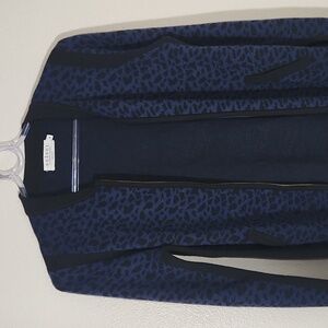 Velvet by Graham & Spencer Navy and Black Cheetah Print Zip up Cardigan Sz S